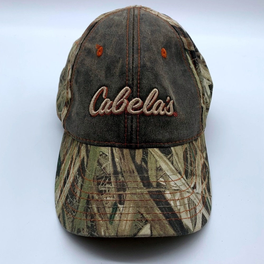 Cabela's Baseball Hat Mens OSFM Brown Camo Embroidered Logo Adjustable Strap